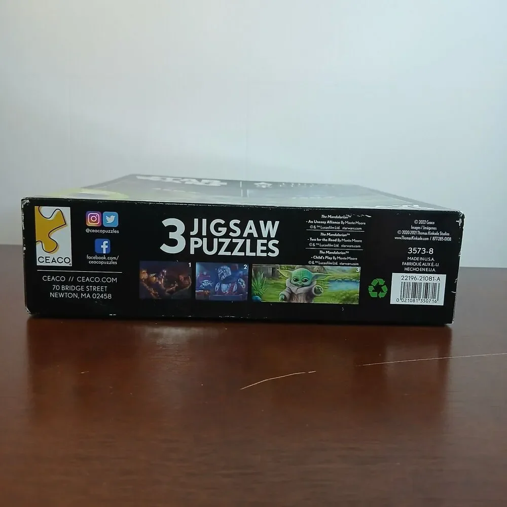 Thomas Kinkade Star Wars The Mandalorian 3 Jigsaw Puzzles Set Grogu New Unopened